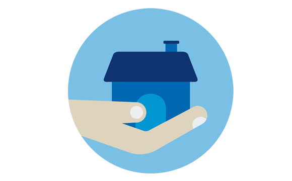icono de una mano sosteniendo una casa